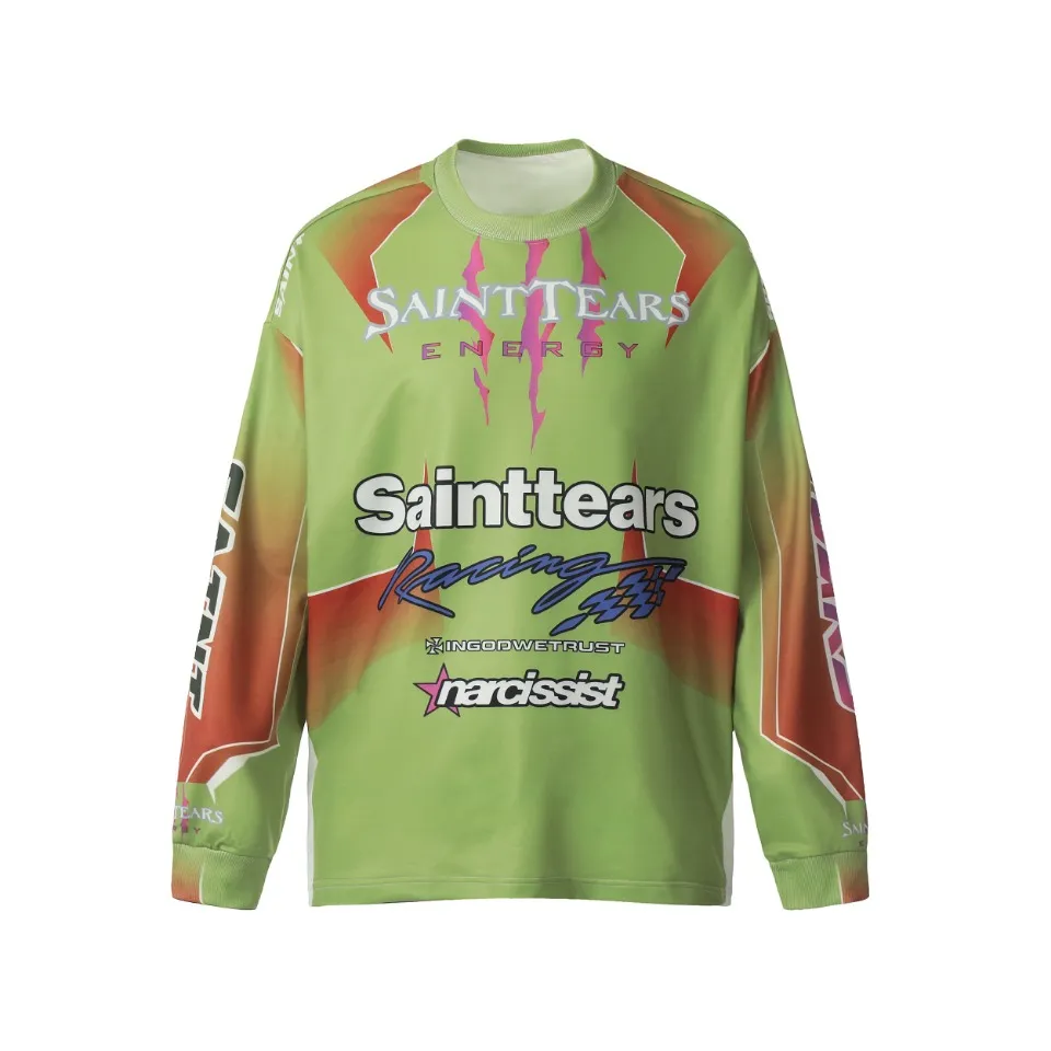 Saint michael tears all-over printed long-sleeved vintage autumn and winter T-shirt Style number: 116 Size: M L XL Wholesale price: 136 Color: blue yellow